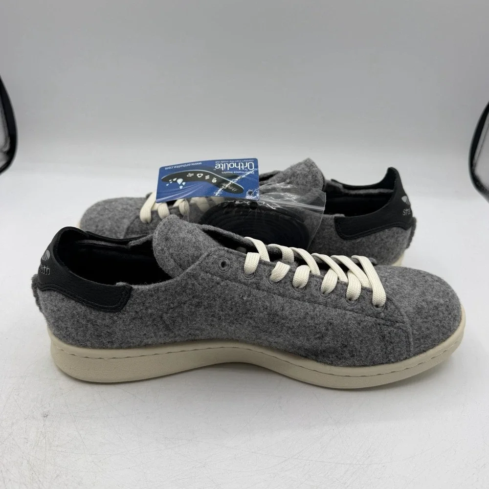 Adidas Stan Smith PC Wool Originals Shoes Men Sz 10.5 Grey/Black Sneakers AQ8452